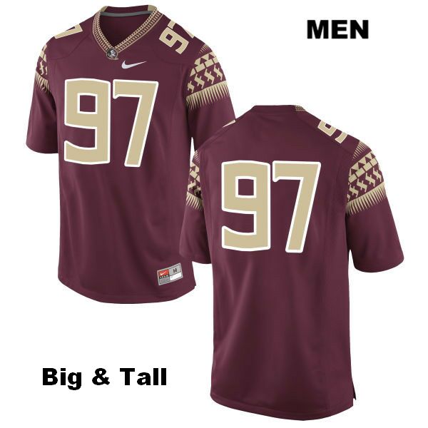 Men's NCAA Nike Florida State Seminoles #97 Andy Bien-Aime College Big & Tall No Name Red Stitched Authentic Football Jersey TVW0069IE